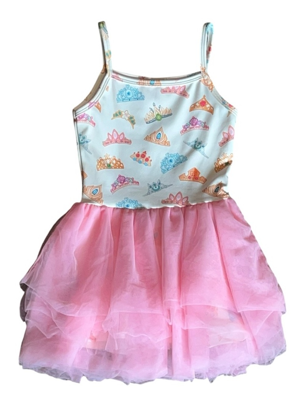 The Magic Box Disney Princess Crown Tutu Twirl Athletic Dress Pink Tulle 3/4